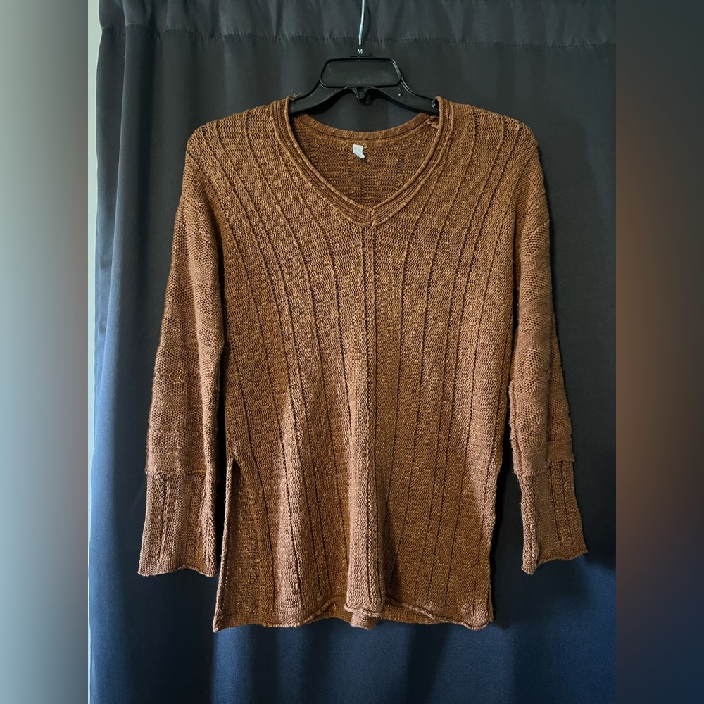 Women's Sweater Brown V-Neck
